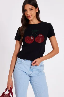 Quiz Diamante Cherry Top Black Online