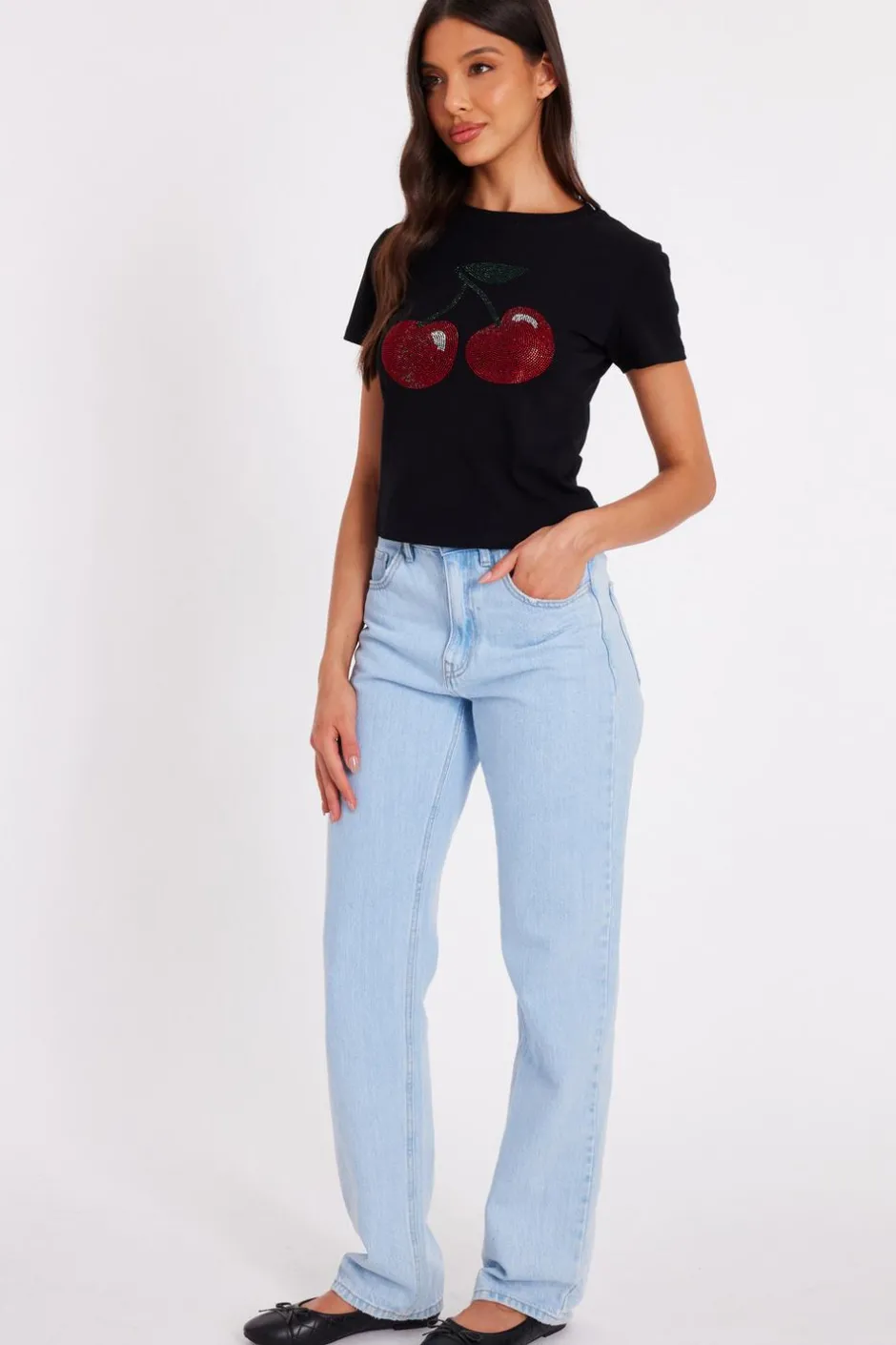 Quiz Diamante Cherry Top Black Online
