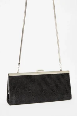 Quiz Diamante Clutch Bag Black Online