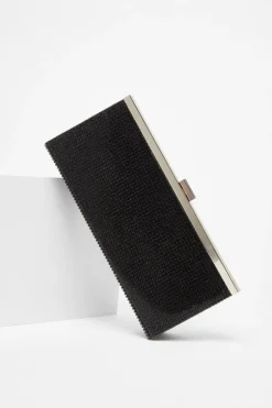 Quiz Diamante Clutch Bag Black Online