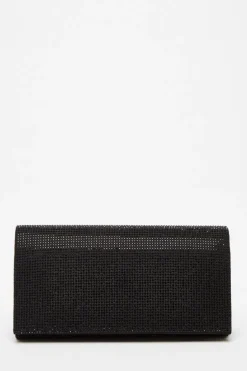 Quiz Black Diamante Embellished Clutch Bag Outlet