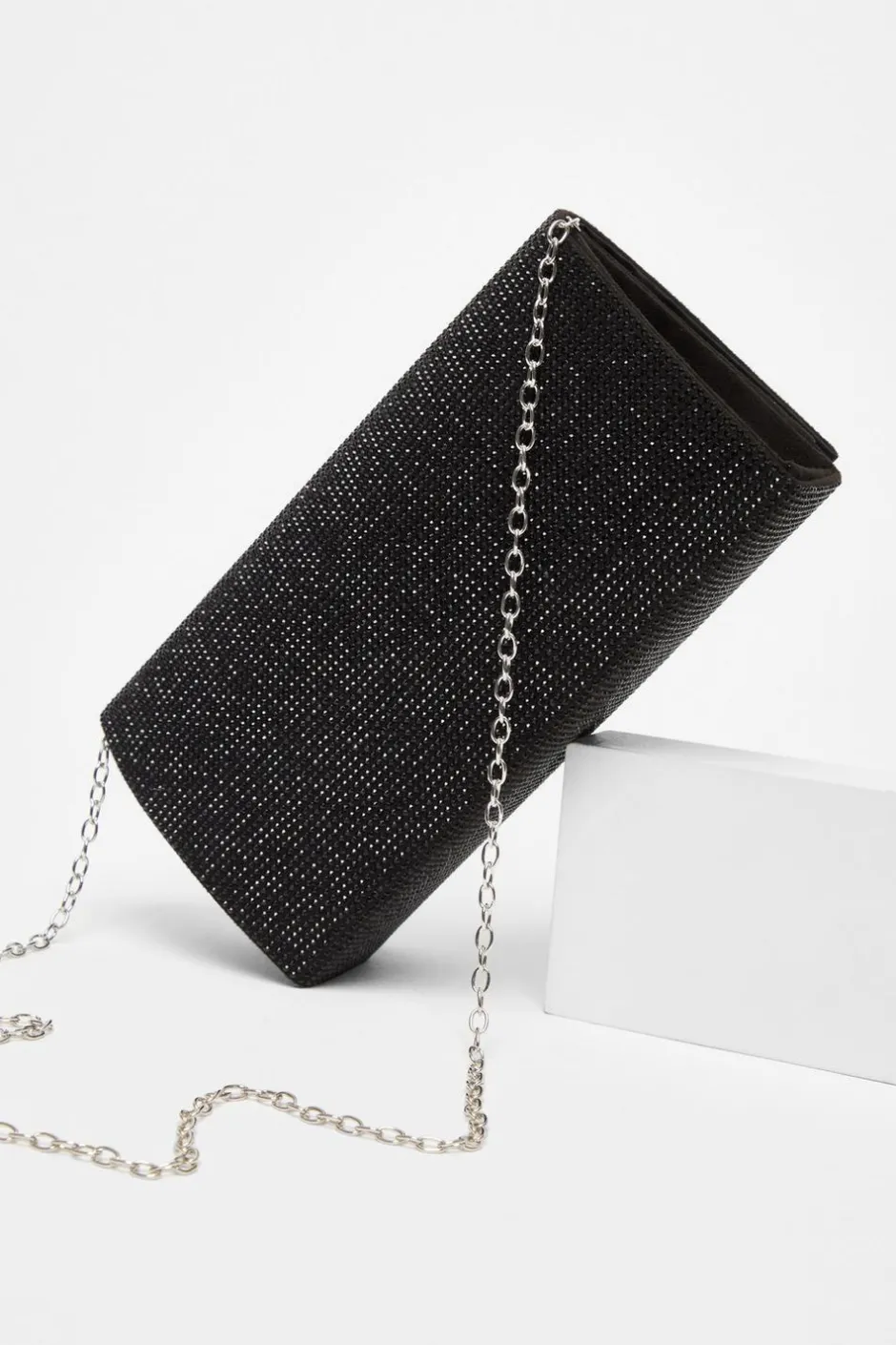 Quiz Black Diamante Embellished Clutch Bag Outlet
