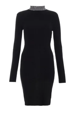 Quiz Diamante Embellished Dress Black