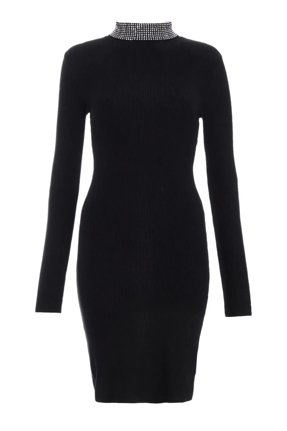 Quiz Diamante Embellished Dress Black