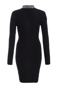 Quiz Diamante Embellished Dress Black