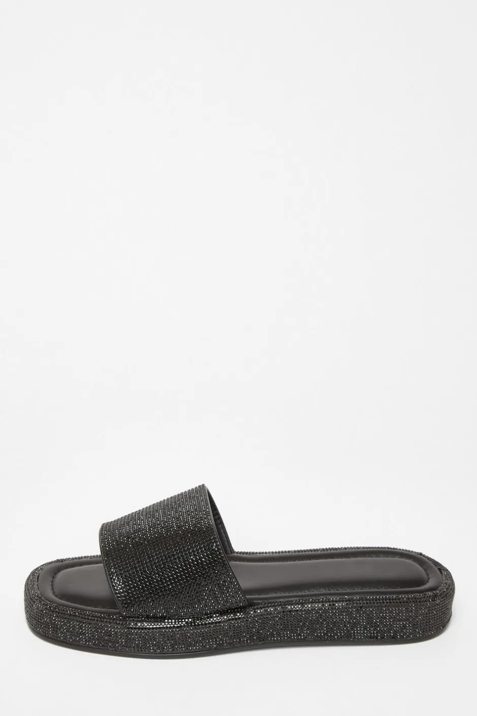 Quiz Diamante Flat Sandals Black Online