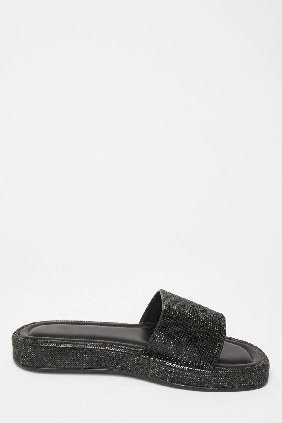 Quiz Diamante Flat Sandals Black Online