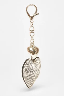 Quiz Diamante Heart Bag Charm Black Best