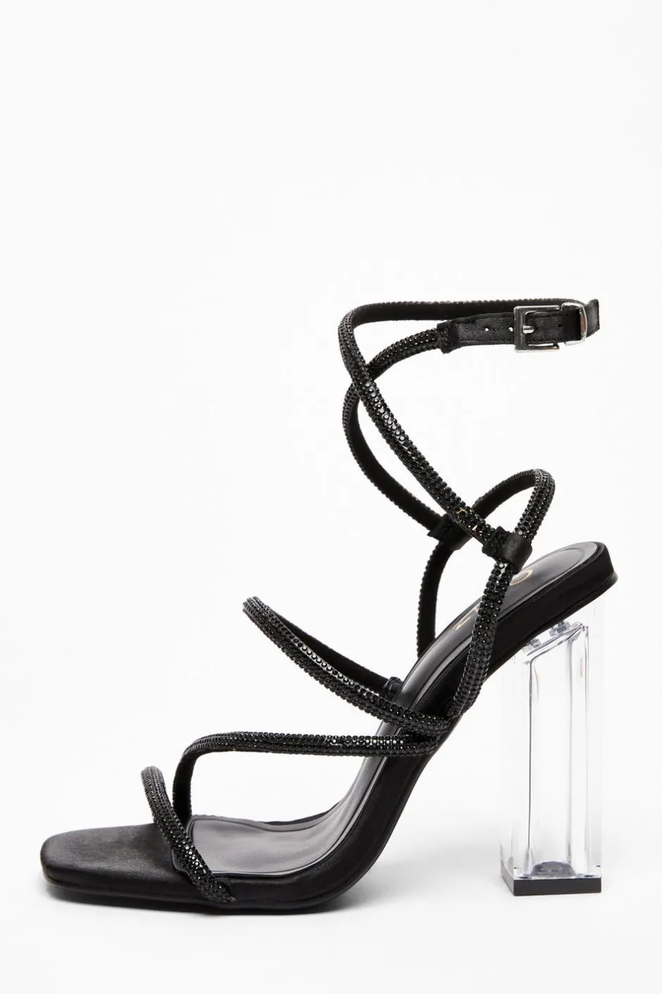 Quiz Diamante Heeled Sandals Black