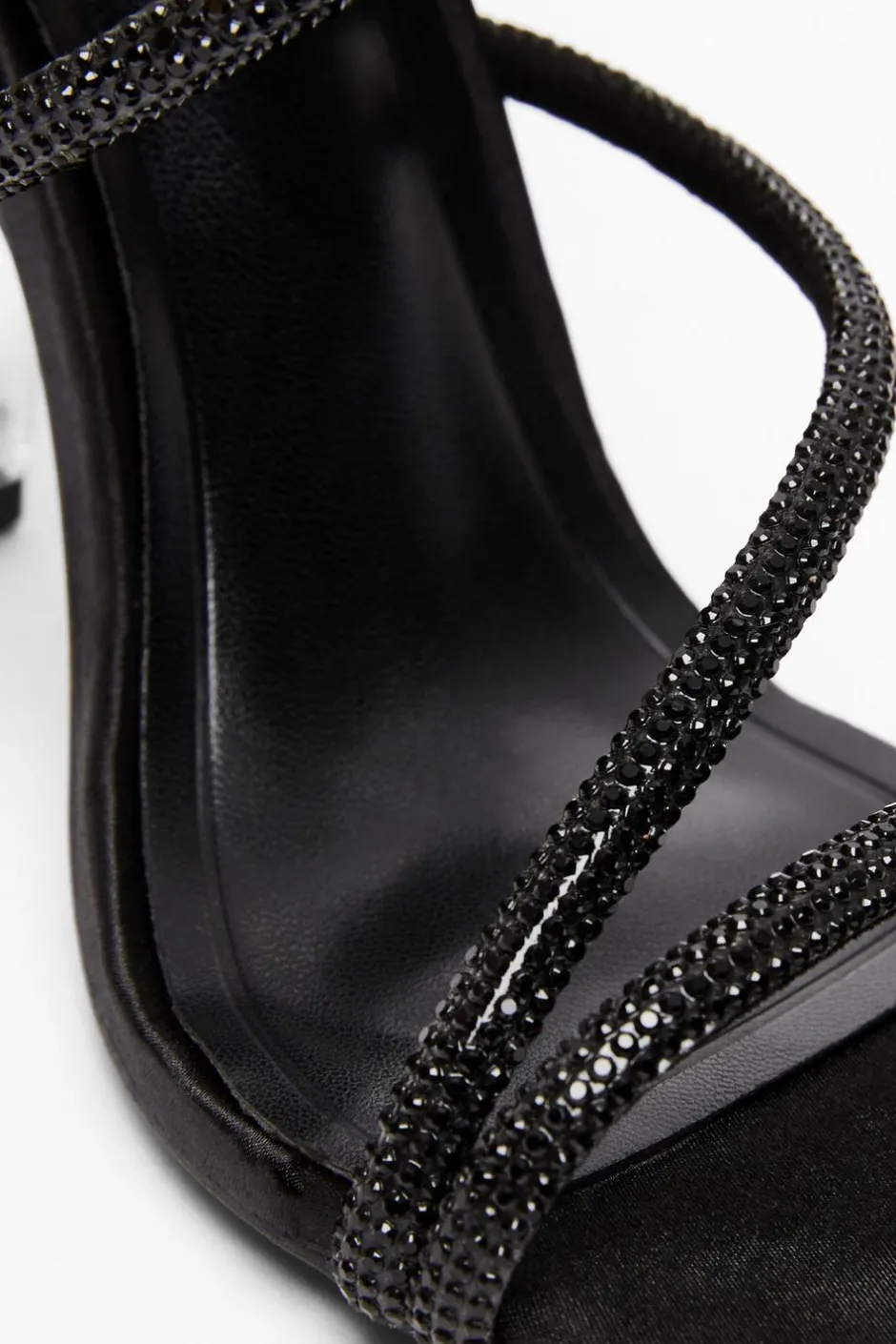 Quiz Diamante Heeled Sandals Black