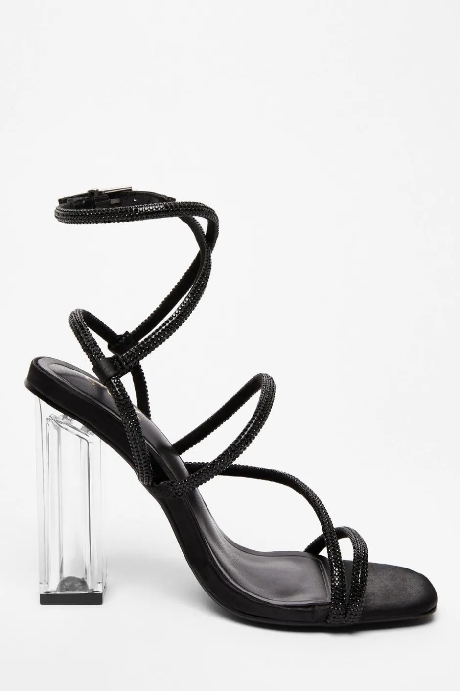 Quiz Diamante Heeled Sandals Black