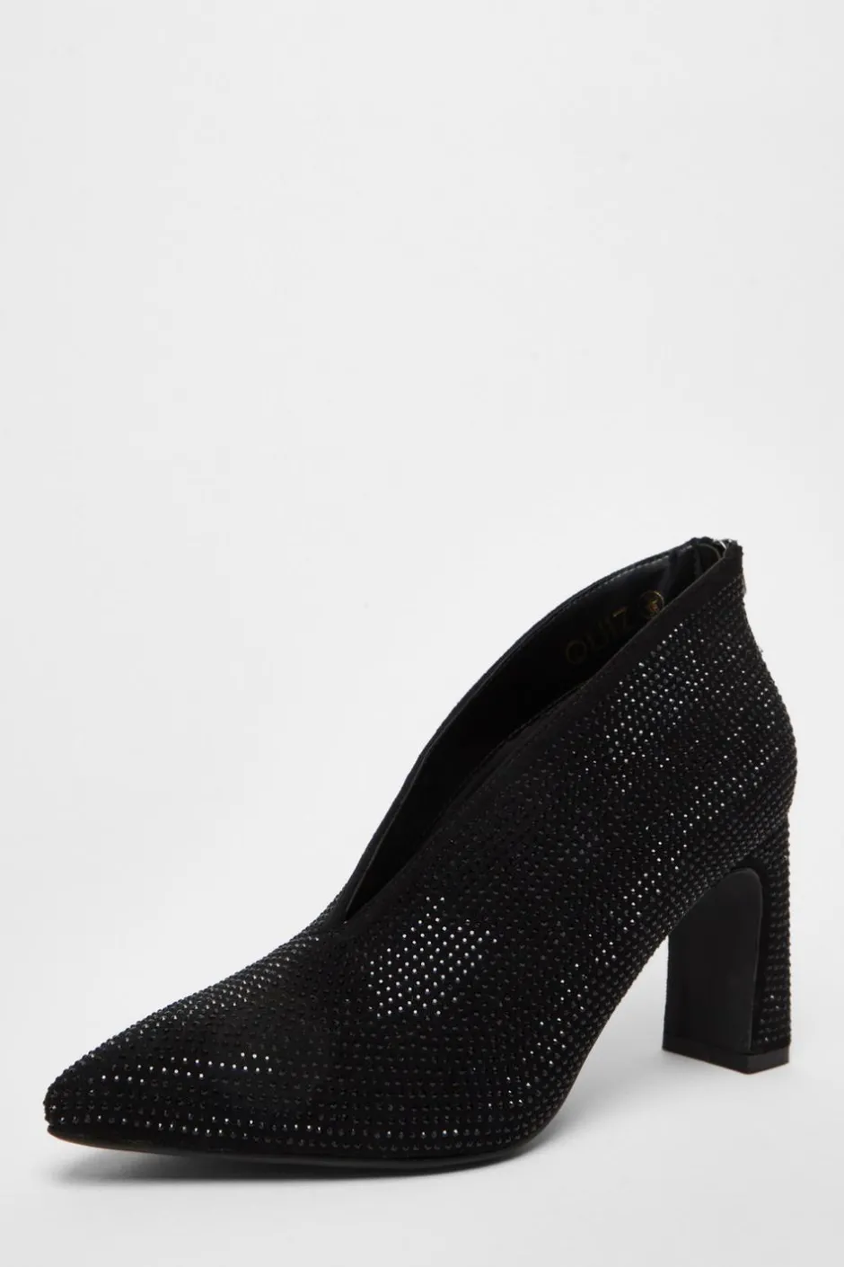 Quiz Black Diamante Heeled Shoe Boots Clearance