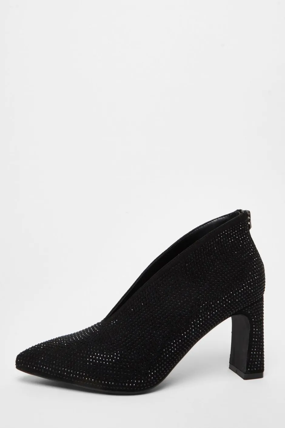 Quiz Black Diamante Heeled Shoe Boots Clearance