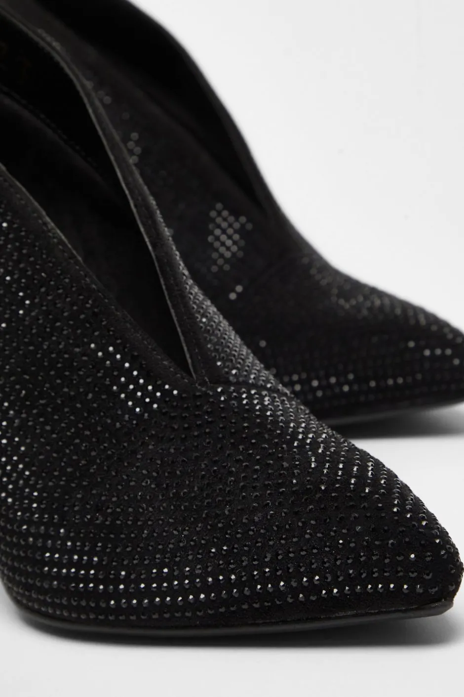 Quiz Black Diamante Heeled Shoe Boots Clearance