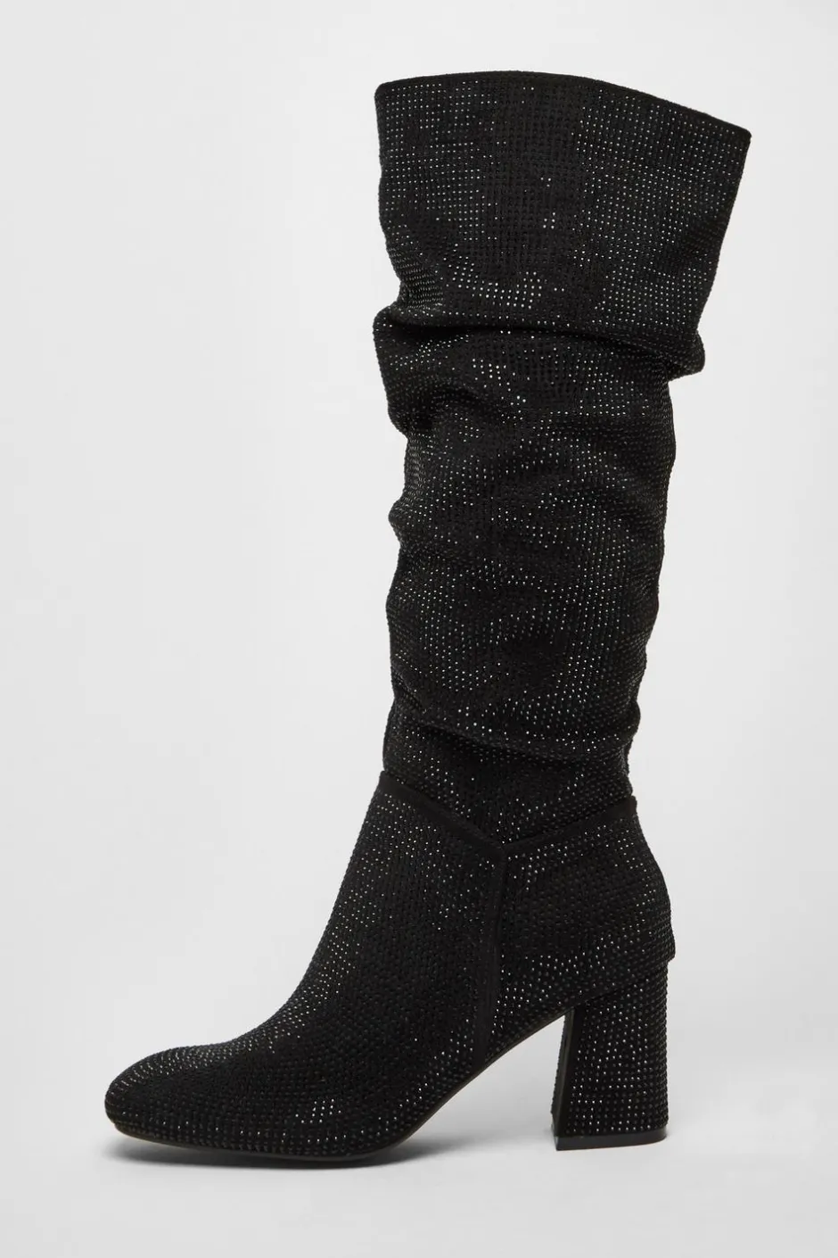 Quiz Black Diamante Knee High Boot Sale