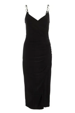 Quiz Diamante Ruched Midi Dress Black Online