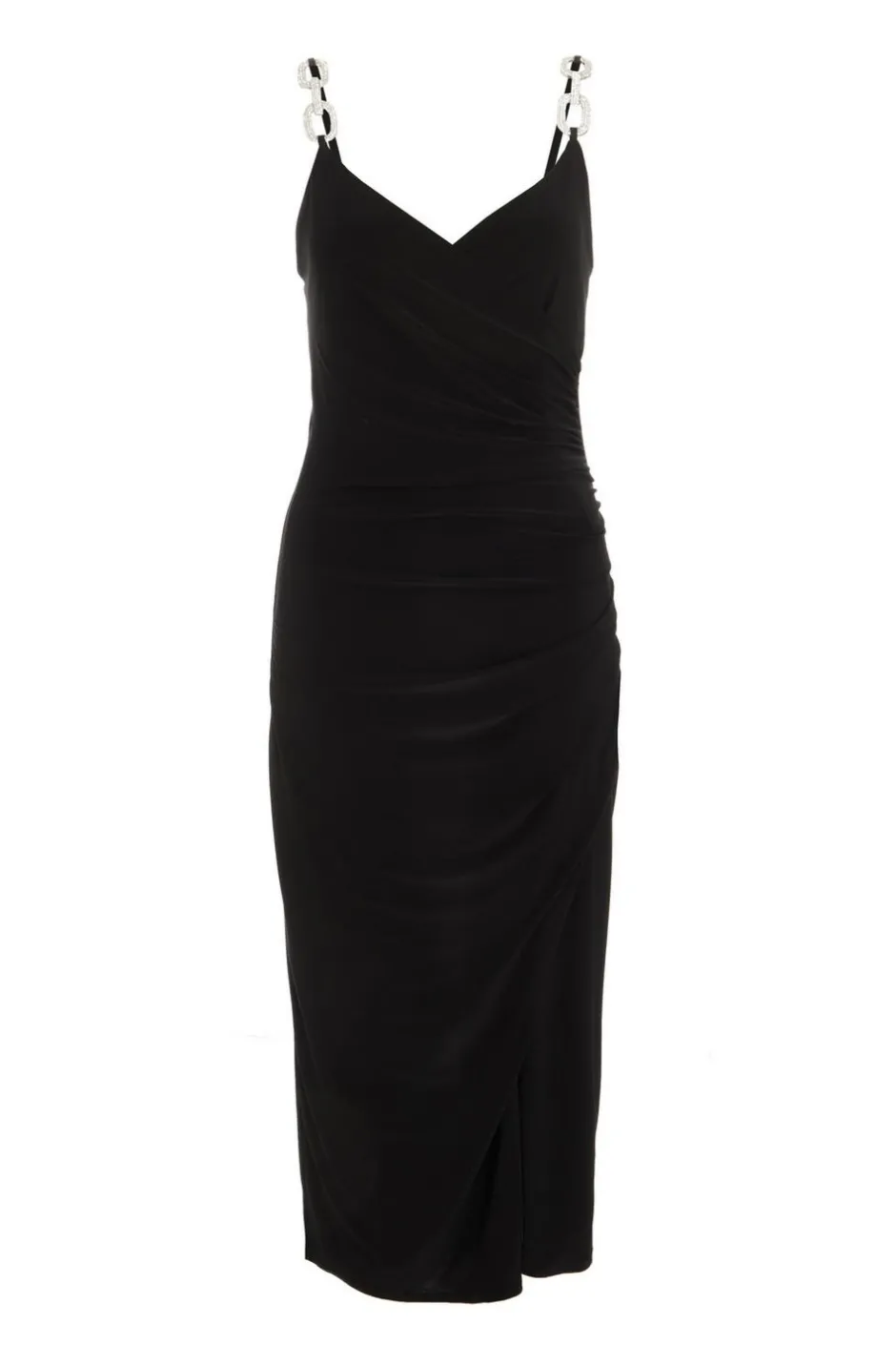 Quiz Diamante Ruched Midi Dress Black Online