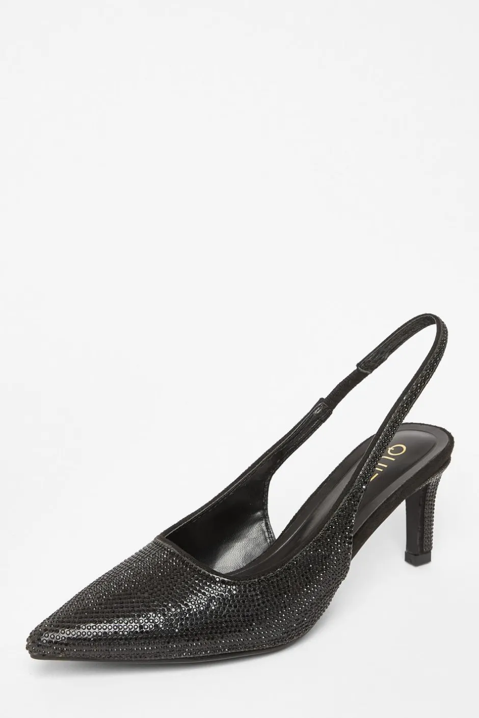 Quiz Diamante Sling Back Heels Black