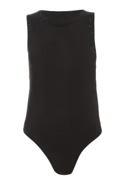 Quiz Diamante Trim Bodysuit Black