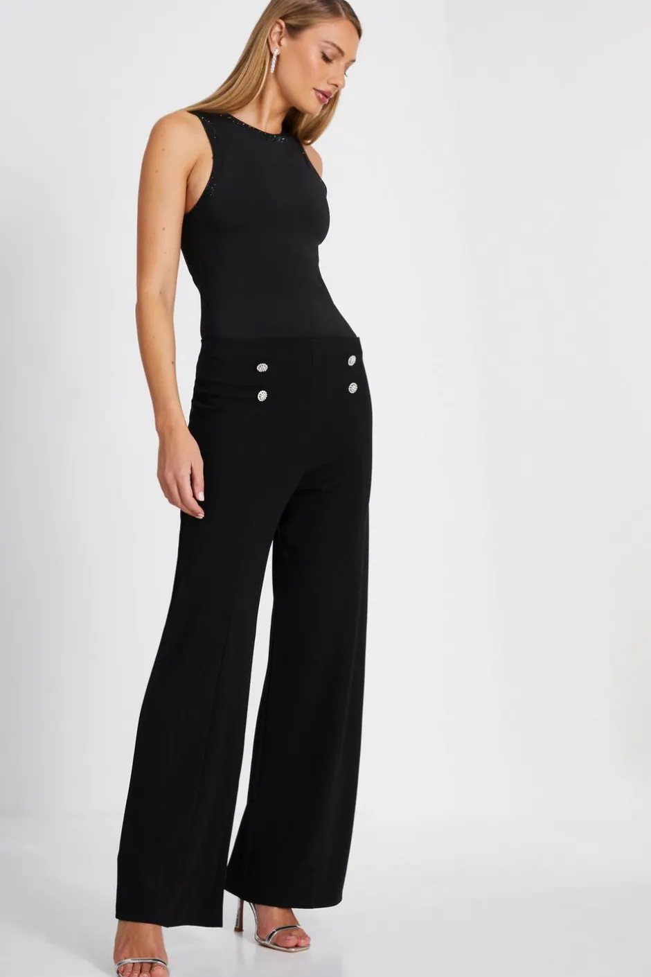 Quiz Diamante Trim Bodysuit Black