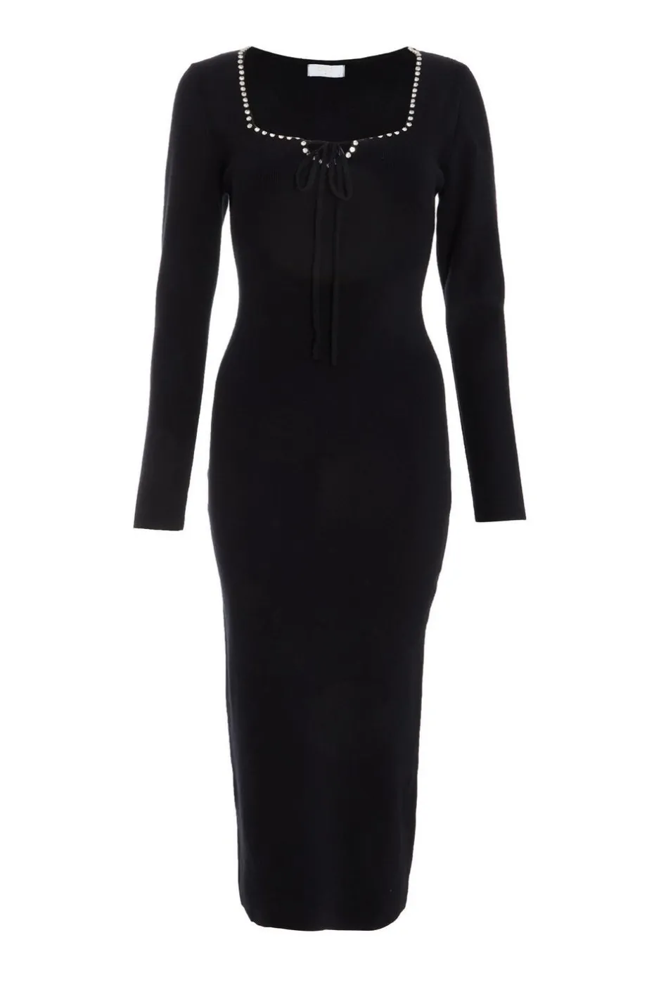 Quiz Black Diamante Trim Jumper Dress