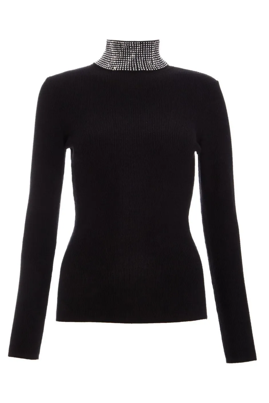 Quiz Diamante Turtle Neck Jumper Black Hot