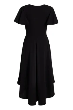 Quiz Dip Hem Midi Dress Black New
