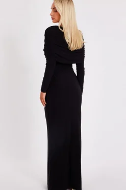 Quiz Draped Maxi Dress Black