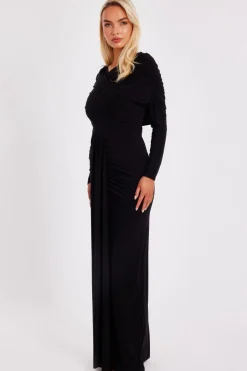 Quiz Draped Maxi Dress Black