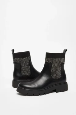 Quiz Black Embellished Chunky Ankle Boots Hot