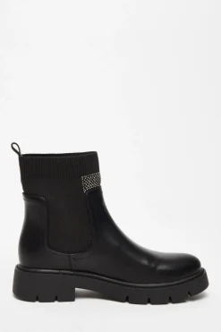 Quiz Black Embellished Chunky Ankle Boots Hot