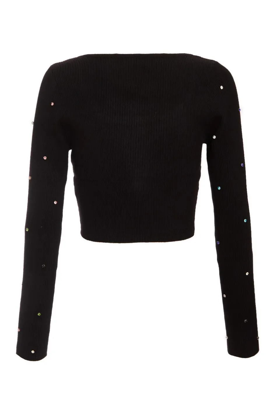 Quiz Black Embellished Knit Cropped Jumper Clearance