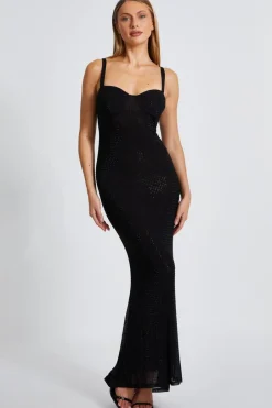 Quiz Embellished Maxi Dress Black Discount