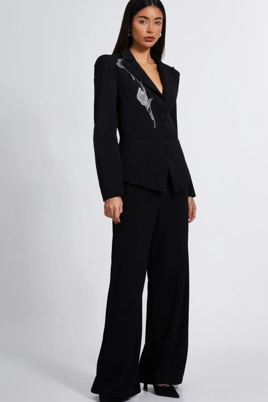 Quiz Black Embellished Tailored Blazer Clearance