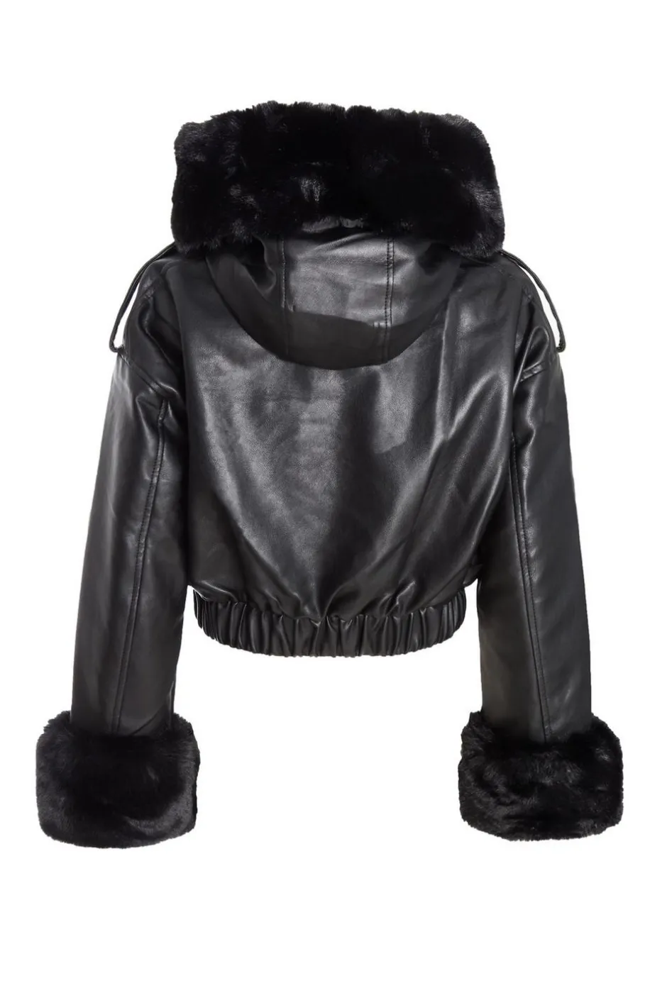 Quiz Faux Fur Bomber Jacket Black Clearance