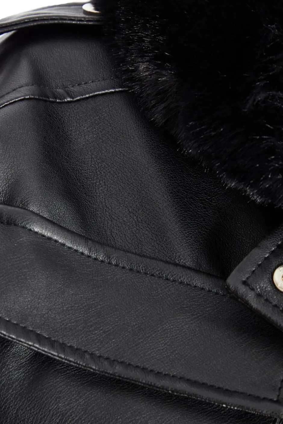 Quiz Faux Fur Bomber Jacket Black Clearance