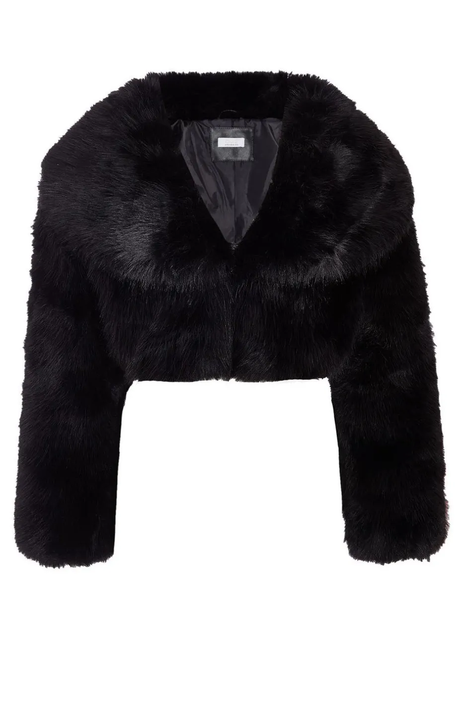 Quiz Faux Fur Cropped Jacket Black Best