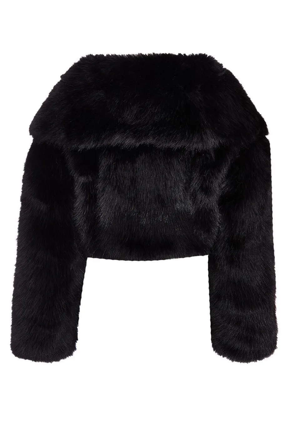 Quiz Faux Fur Cropped Jacket Black Best