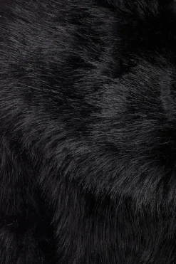 Quiz Faux Fur Cropped Jacket Black Best