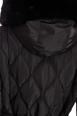 Quiz Faux Fur Trim Jacket Black Best