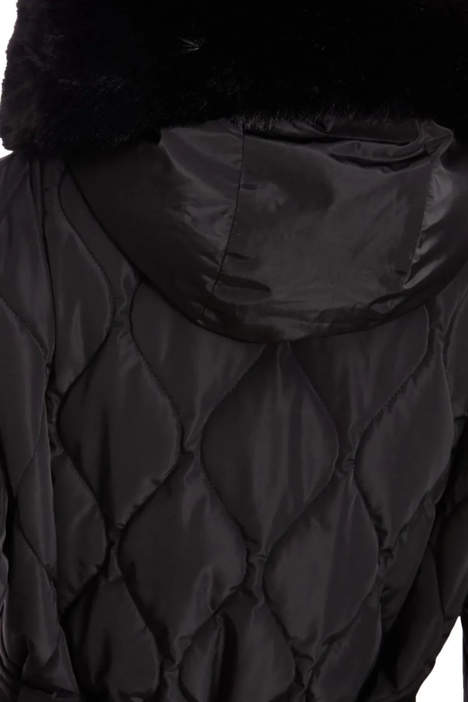 Quiz Faux Fur Trim Jacket Black Best