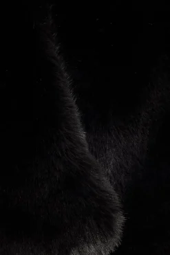Quiz Faux Fur Wrap Black Outlet