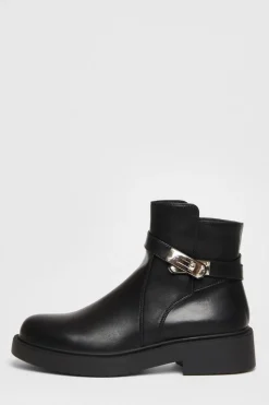 Quiz Black Faux Leather Ankle Boots New