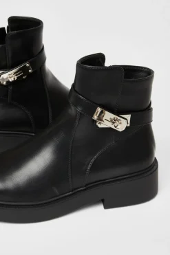 Quiz Black Faux Leather Ankle Boots New