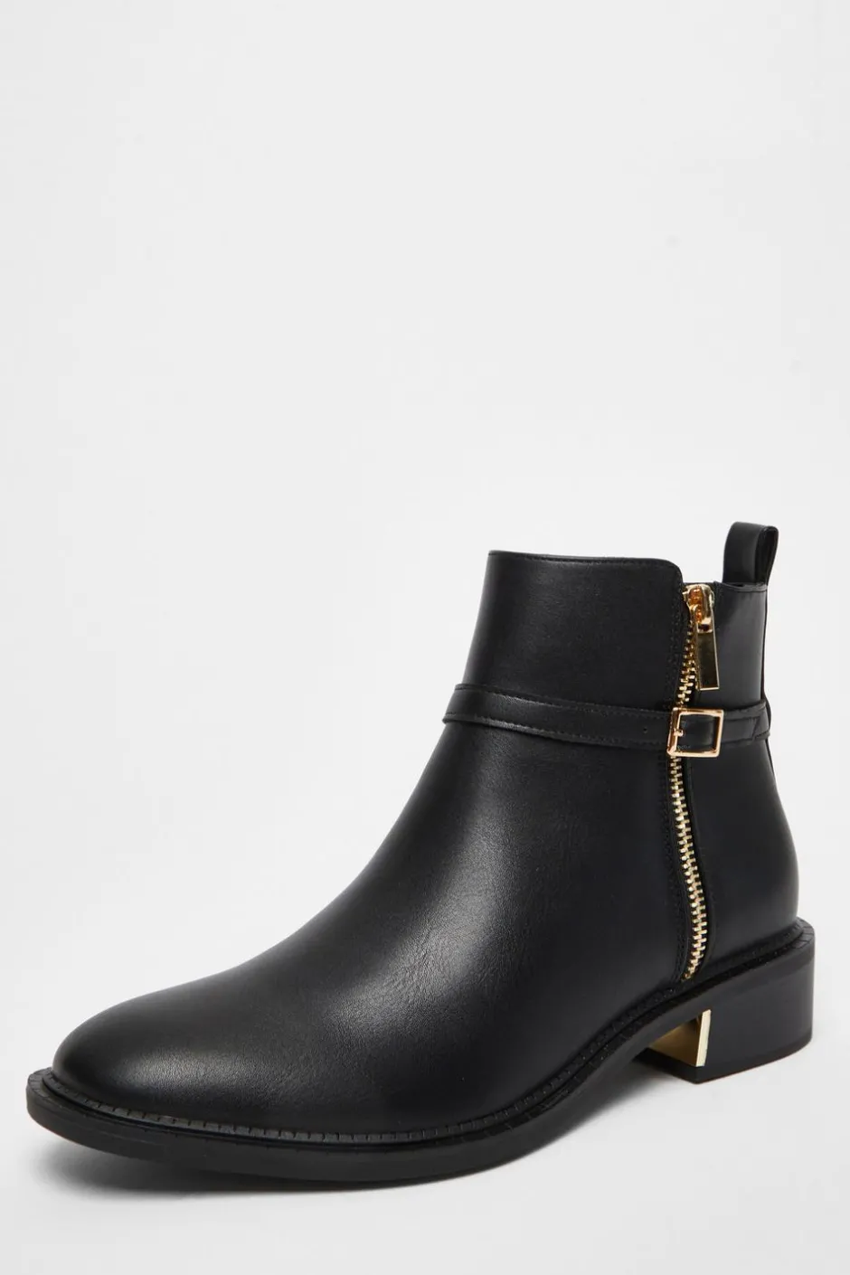 Quiz Black Faux Leather Ankle Boot Hot