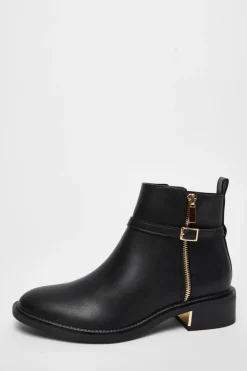 Quiz Black Faux Leather Ankle Boot Hot