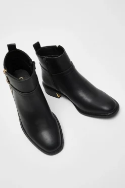 Quiz Black Faux Leather Ankle Boot Hot