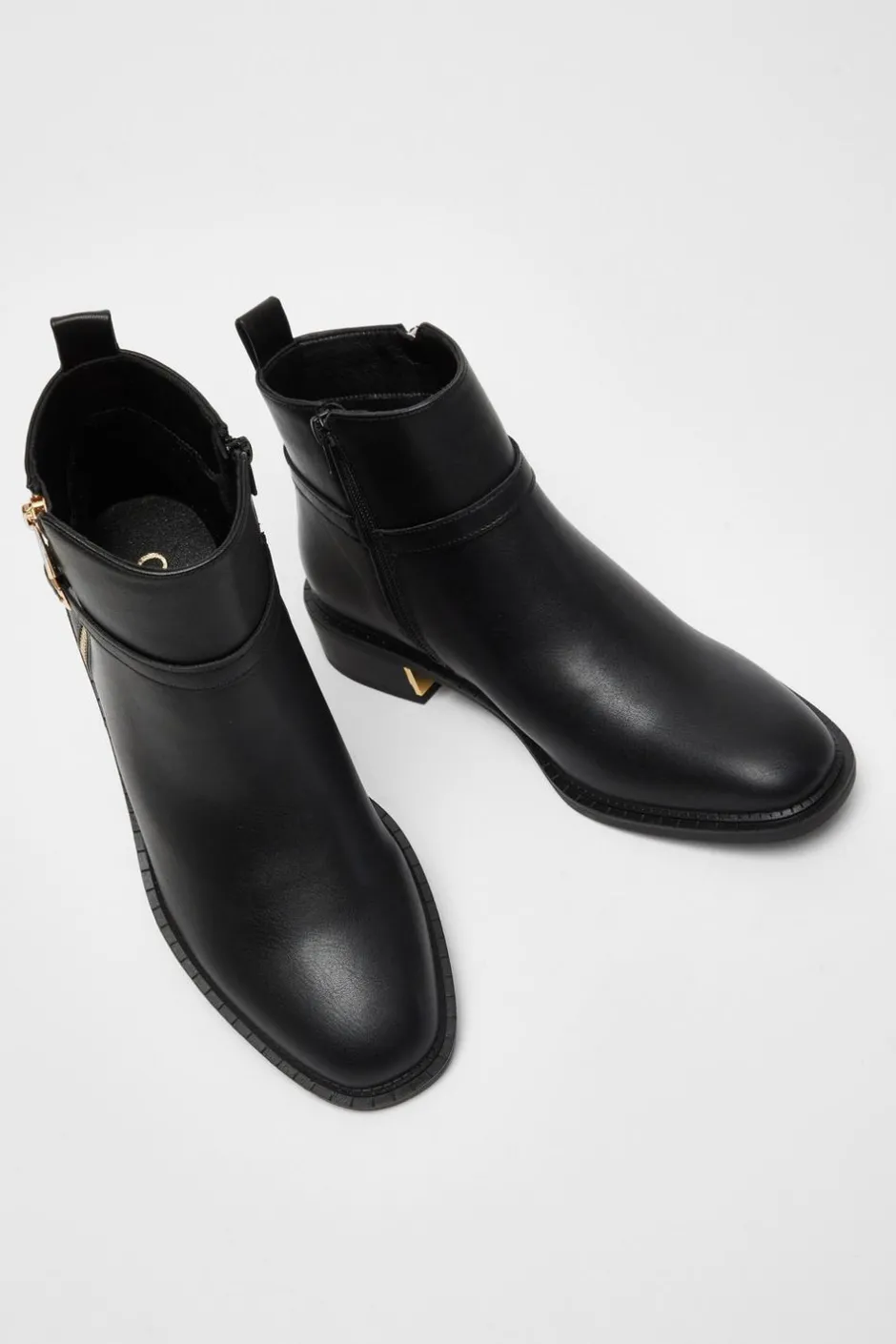 Quiz Black Faux Leather Ankle Boot Hot