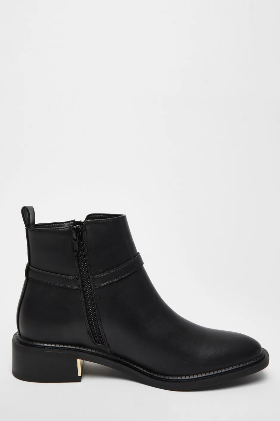 Quiz Black Faux Leather Ankle Boot Hot