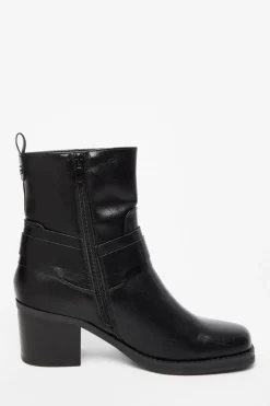 Quiz Black Faux Leather Buckle Ankle Boots Outlet